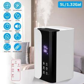 5L/1.32Gal Humidifiers Top Fill Cool Mist Humidifier with Essential Oils Diffuser Filter 360° Rotatable Outlet Nozzle 1-8 Hours Timer 1-3 Level Mist
